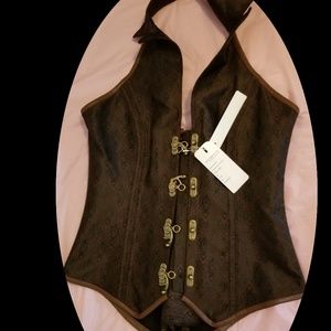 Gothic Genuine Leather trimmed Vest